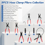9PCS Hose Clamp Pliers, Long Reach Hose Clamp Tool Remover for Water Hose and Automotive Coolant Radiator Heater with Flexible Wire Long Reach Hose Clamp and Flat Band Pliers #Summervibes