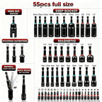 55Pcs Magnetic Impact Nut Driver Set,SAE & Metric Red Storage Case,Socket Set,Socket Adapters & Quick Release Extension,MechanicEssentials #Summervibes