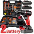 128pcs Tool Set with Power Drill, Cordless Hammer Drill Tool Kit 128Pcs Household Power Tools Drill Set with 21V Li-Ion Battery & Charger for Home Tool Kit，toolbox，bigtoolset